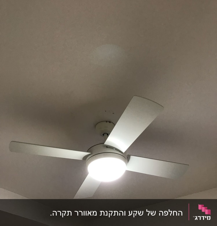 מאוורר תקרה עם תאורה דולקת